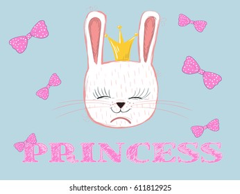 bunny illustration vector for girl print design other uses