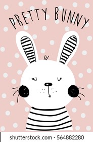 bunny illustration vector for print