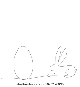 Bunny isolated on white background one line drawing, vector illustration
