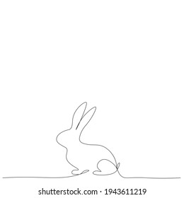 Bunny Isolated On White Background One Line Drawing, Vector Illustration