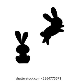 bunny jump and sit silhouette vector illustration