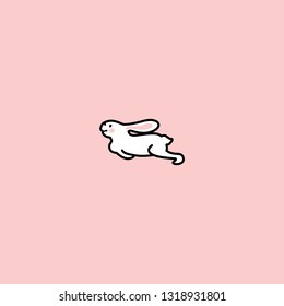 bunny jumped. funny bunny. hand drawn elements on pink background