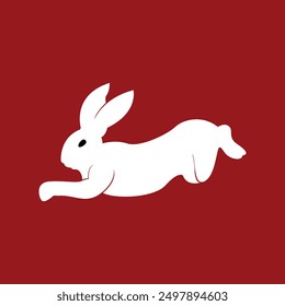 Bunny jumping. Rabbit silhouette vactor illustration.