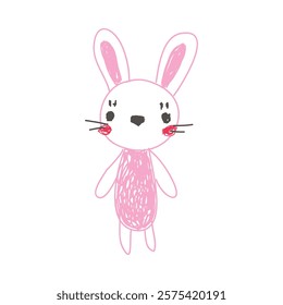 Bunny as Kids Doodle Simple Hand Drawn Element Vector Illustration