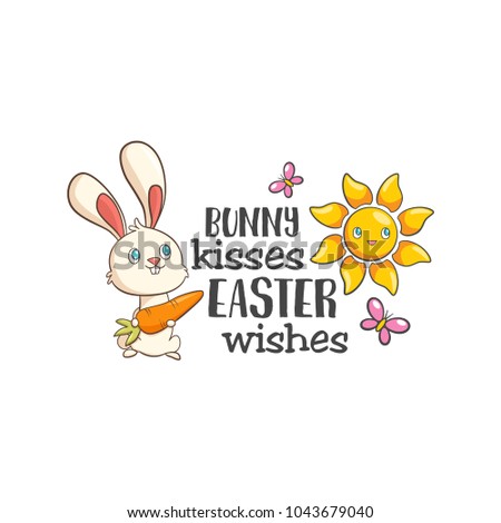 Download Bunny Kisses Easter Wishes Cute Rabbit Stock Vector ...