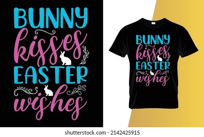 Bunny kisses Easter wishes Happy Easter Day T-Shirt Design.