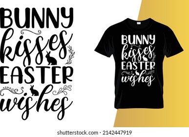 Bunny kisses Easter wishes Happy Easter Day T-Shirt Design.