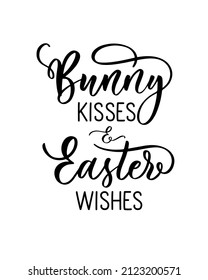 Bunny kisses Easter wishes lettering holiday saying