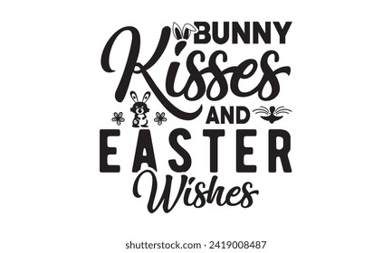 Besos de conejo deseos de Pascua, Pascua, conejito, feliz día de Pascua con camiseta Paquete de diseño, Pascua Retro, Pascua graciosa, Ilustración vectorial imprimible, vacaciones, Cortar archivos Cricut, Silhouette, png,Cara conejita