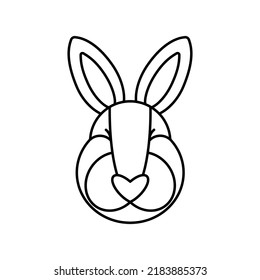 Bunny Label. Outline Symbol Rabbit Logo. Hare Head Sticker Or Emblem.