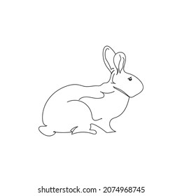 Bunny in line art style. Black linear sketch isolated on white background. Vector illustration, concept for logo, label, symbol, card, banner, poster, flyer