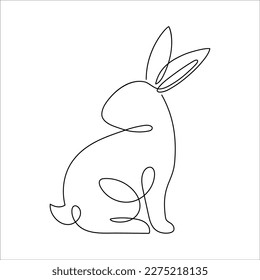 Bunny line art style icon. Rabbit line art icon. Abstract outline rabbit. Continous line drawing Rabbit minimalism style. Easter bunny linear icon. Vector illustration