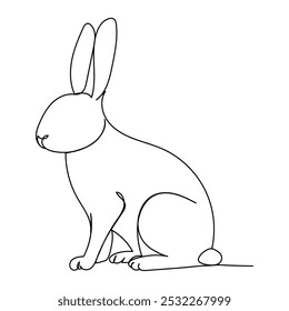 Bunny line art style icon. Rabbit line art icon. Abstract outline rabbit. Continous line drawing Rabbit minimalism style. Easter bunny linear icon. Vector.