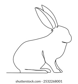 Bunny line art style icon. Rabbit line art icon. Abstract outline rabbit. Continous line drawing Rabbit minimalism style. Easter bunny linear icon. Vector.