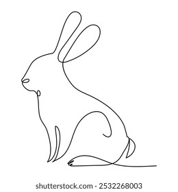Bunny line art style icon. Rabbit line art icon. Abstract outline rabbit. Continous line drawing Rabbit minimalism style. Easter bunny linear icon. Vector.