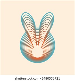 Bunny line geometry, abstract logo, colorful