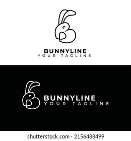 Bunny Line Logo Vector Illustration