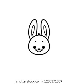 Bunny logo, cute kind character.Vector illustration in cartoon style.