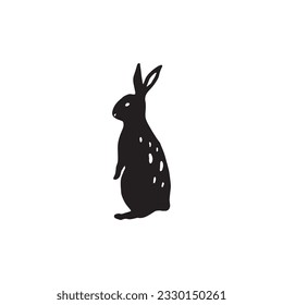 Bunny logo element, hare drawing, Logo element, clipart, nature, outline, tattoo, handdrawn, drawing