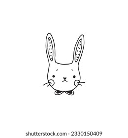 Bunny logo element, hare drawing, Logo element, clipart, nature, outline, tattoo, handdrawn, drawing