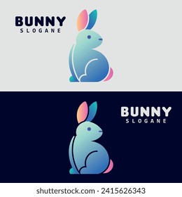 Bunny Logo vector template two color 