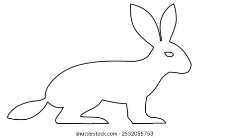 Bunny with long ears isolated on transparent background. Vector illustration.