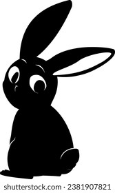 bunny looking back  black vector icon