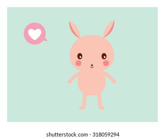 bunny love card vector