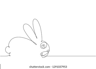 The bunny in love. Happy hare. Continuous line drawing