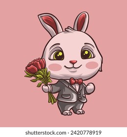 Bunny Love mascot great illustration for your branding business