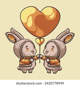 Bunny Love mascot great illustration for your branding business