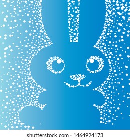 Bunny made from falling snow.