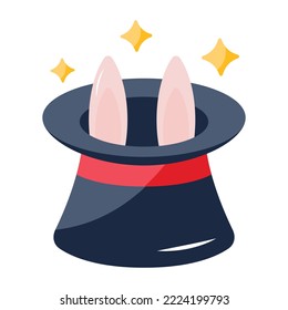 A bunny magic with ears, flat icon