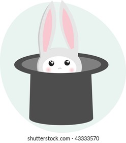 Bunny in the magic hat. Vector.