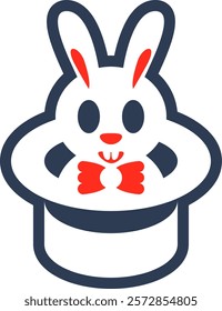 bunny in magic hat vector sticker