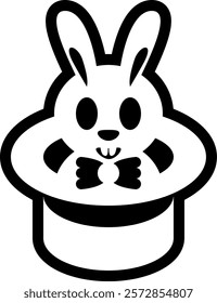 bunny in magic hat vector sticker