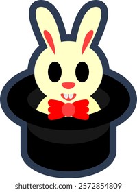 bunny in magic hat vector sticker