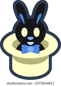 bunny in magic hat vector sticker