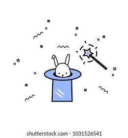 Bunny in the magical hat vector illustration