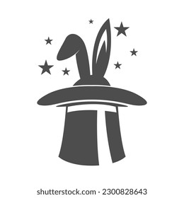 Bunny in a magician hat design illustration