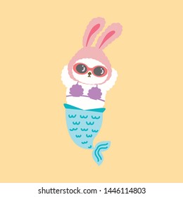 bunny mermaid with red sunglasses