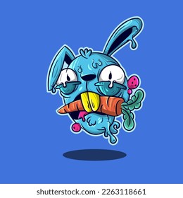 Bunny Monster Cartoon For T-Shirt And Sticker Designs