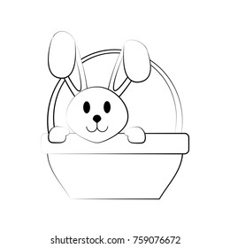 Bunny on basket icon vector illustration graphic design