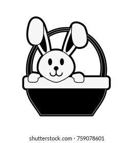 Bunny on basket icon vector illustration graphic design