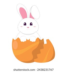 Bunny on an easter egg Vector illustration