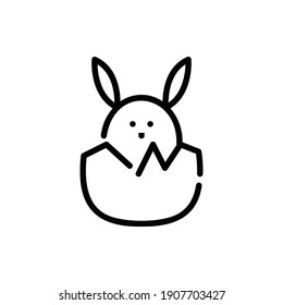 Bunny on Egg Easter Icon Logo Illustration Vector Isolated. Christ and Easter Icon-Set. Suitable for Web Design, Logo, App, and UI. Editable Stroke and Pixel Perfect. EPS 10.