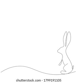Bunny en el dibujo de la línea de fondo blanca