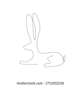 Bunny one line drawing. Farm animal silhouette vector illustration