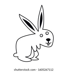 Bunny. Outline , forest animal. Hand drawn coloring.