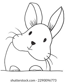Bunny outline illustration vector image. 
Hand drawn rabbit sketch image artwork. 
Simple original logo icon from pen drawing sketch of bunny.